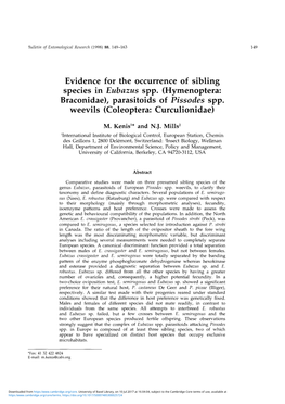 Evidence for the Occurrence of Sibling Species in Eubazus Spp