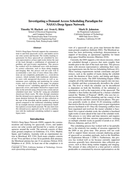 Investigating a Demand Access Scheduling Paradigm for NASA's