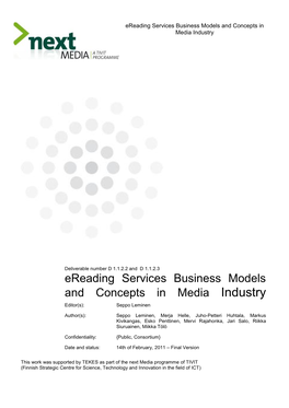 Ereading Services Business Models and Concepts in Media Industry