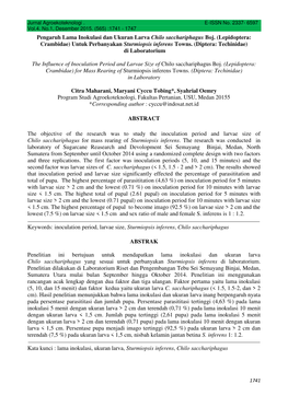 Pengaruh Lama Inokulasi Dan Ukuran Larva Chilo Sacchariphagus Boj