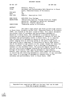 Secondary and Postsecondary Math Education in Chuuk State, Federated States of Micronesia