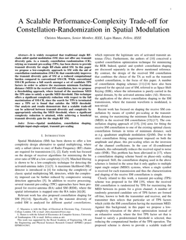 A Scalable Performance-Complexity Trade-Off for Constellation-Randomization in Spatial Modulation Christos Masouros, Senior Member, IEEE, Lajos Hanzo, Fellow, IEEE