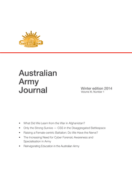 Australian Army Journal Is Published by Authority of the Chief of Army