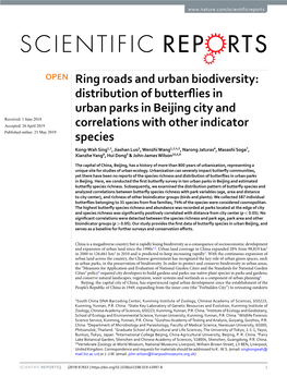 Ring Roads and Urban Biodiversity: Distribution of Butterflies in Urban