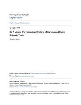 The Procedural Rhetoric of Gaming and Online Dating in Tinder