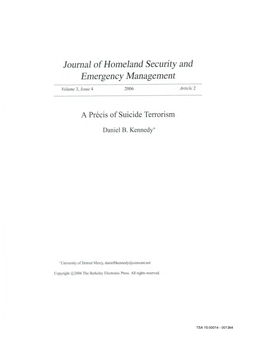 Journal of Homeland Security and Emergency Management