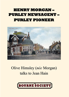 Henry Morgan – Purley Newsagent – Purley Pioneer