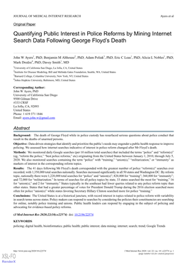 Quantifying Public Interest in Police Reforms by Mining Internet Search Data Following George Floyd's Death