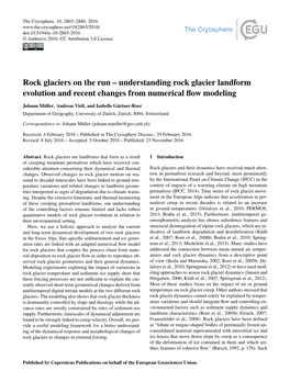 Understanding Rock Glacier Landform Evolution and Recent Changes from Numerical Flow Modeling