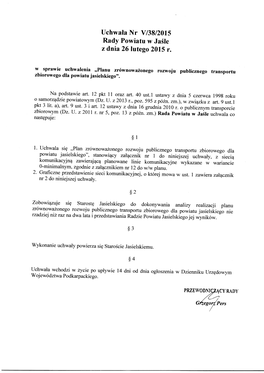 Uchwała Nr V/38/2015 Rady Powiatu W Jaśle Z Dnia