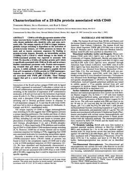 Characterization of a 23-Kda Protein Associated with CD40 TOMOHIRO MORIO, SILVA HANISSIAN, and RAIF S