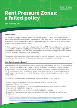 Rent Pressure Zones: a Failed Policy