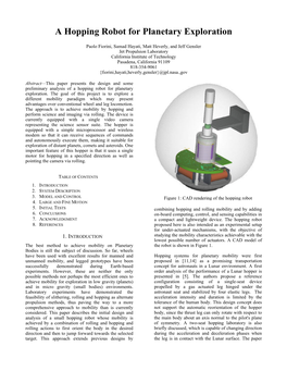 Hopping Robot for Planetary Exploration