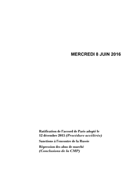 Mercredi 8 Juin 2016