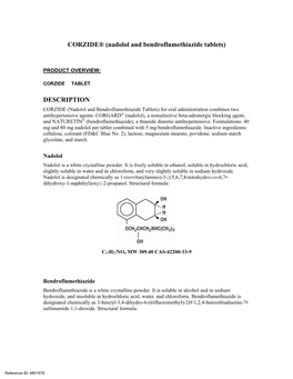 CORZIDE® (Nadolol and Bendroflumethiazide Tablets)