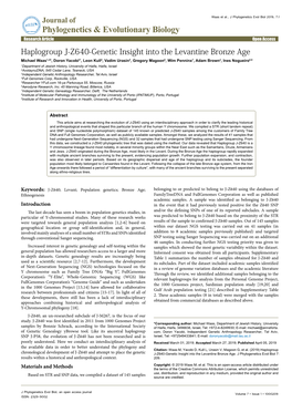 Haplogroup J-Z640-Genetic Insight Into the Levantine Bronze