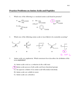 Practice Problems on Amino Acids and Peptides