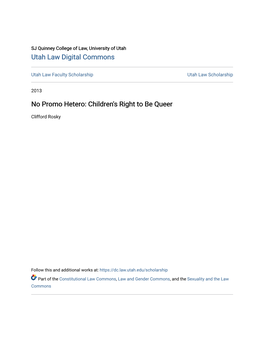 No Promo Hetero: Children's Right to Be Queer