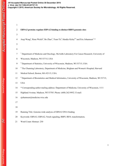 1 1 EBNA3 Proteins Regulate EBNA2 Binding to Distinct RBPJ Genomic