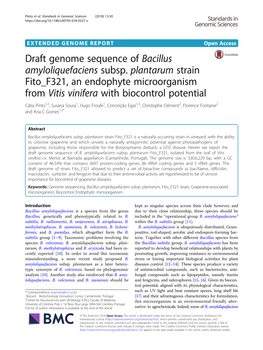 Draft Genome Sequence of Bacillus Amyloliquefaciens Subsp