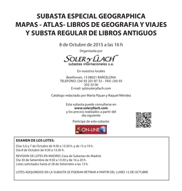 Subasta Especial Geographica Mapas - Atlas- Libros De Geografia Y Viajes Y Substa Regular De Libros Antiguos