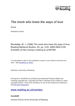 The Monk Who Knew the Ways of Love