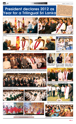 President Declares 2012 As Year for a Trilingual Sri Lanka