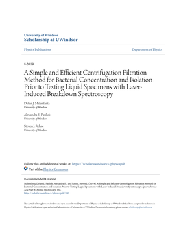 A Simple and Efficient Centrifugation Filtration Method for Bacterial