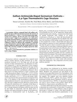 Gallium Antimonide-Doped Germanium Clathrate-A P-Type