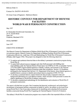 Historic Context for Department of Defense Facilities World War Ii Permanent Construction