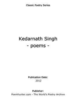 Kedarnath Singh - Poems