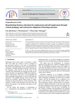 Journal of Management Research and Analysis 2021;8(1):28–31