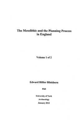 The Mesolithic and the Planning Process in England