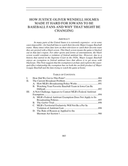 How Justice Oliver Wendell Holmes Made It Hard for Iowans to Be Baseball Fans and Why That Might Be Changing