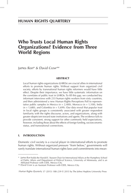 Who Trusts Local Human Rights Organizations? Evidence from Three World Regions
