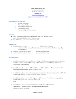 Sánchez 2020 Page 1 Carlos Alberto Sánchez, Phd Professor Of
