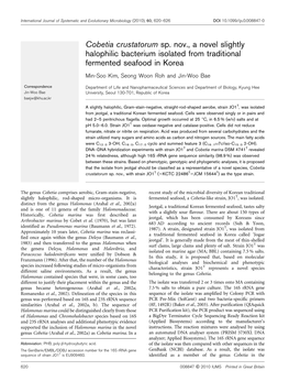 Cobetia Crustatorum Sp. Nov., a Novel Slightly Halophilic Bacterium Isolated from Traditional Fermented Seafood in Korea