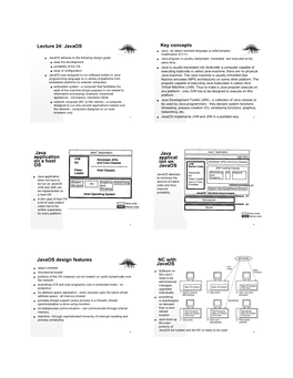 Lecture 24: Javaos Key Concepts Java Application on a Host OS Java