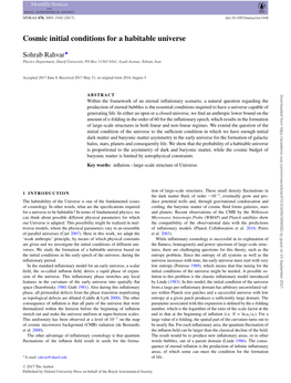 Cosmic Initial Conditions for a Habitable Universe