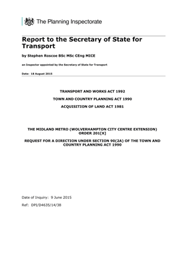 The Midland Metro (Wolverhampton City Centre Extension) Order