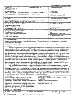 SOCIAL, ECONOMIC, and ENVIRONMENTAL EFFECTS of ELEVATED, DEPRESSED, and at -GRADE LEVEL FREEWAYS in TEXAS by Jesse L