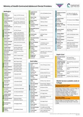 Ministry of Health Contracted Adolescent Dental Providers