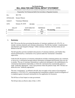 Bill Analysis and Fiscal Impact Statement