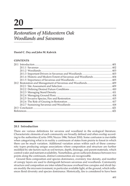 Restoration of Midwestern Oak Woodlands and Savannas