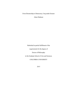 From Dictatorship to Democracy: Iraq Under Erasure Abeer Shaheen