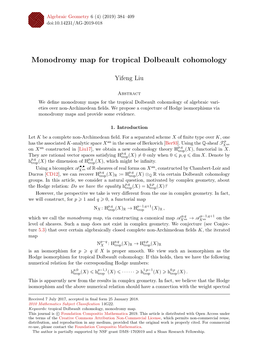 Monodromy Map for Tropical Dolbeault Cohomology