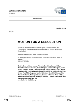 En En Motion for a Resolution