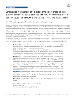 Differences in Treatment Effect Size Between Progression-Free Survival