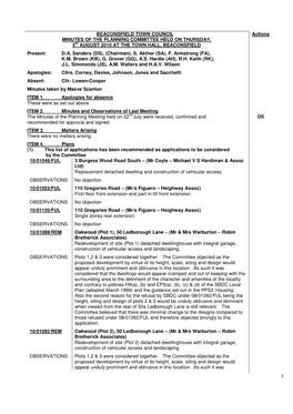 MINUTES of the PLANNING COMMITTEE HELD on THURSDAY, 5Th AUGUST 2010 at the TOWN HALL, BEACONSFIELD