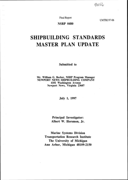 Shipbuilding Standards Master Plan Update